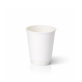 8oz White Double Wall Paper Cup centred on white, clean smooth white exterior and double-wall base band, subtle shadow