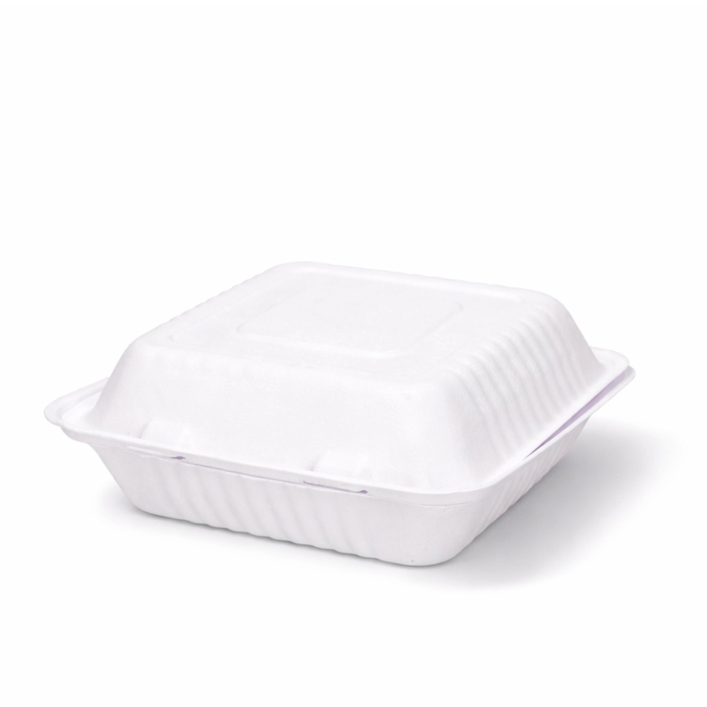 9" Bagasse 3 Compartment Square Clamshell Boxes