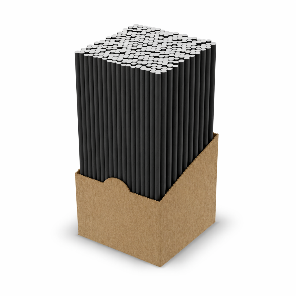 Black Paper Straws 8"