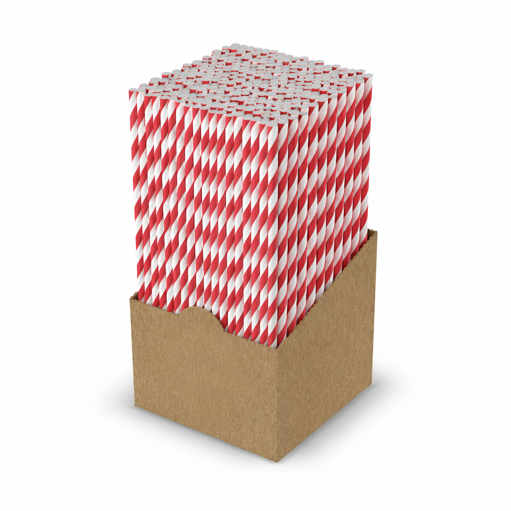 Red Stripe Paper Straws 8"