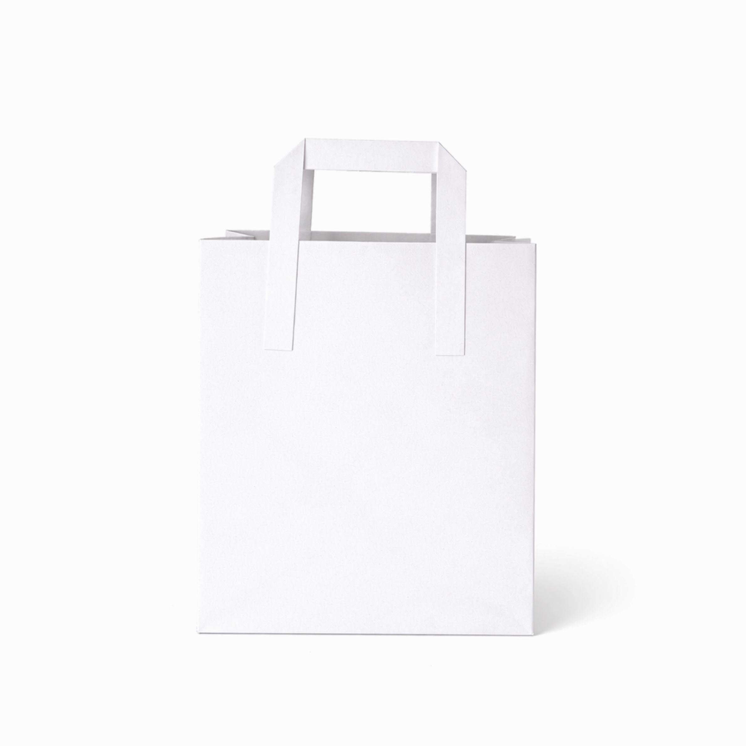 Large White Paper Bags - Flat Handle