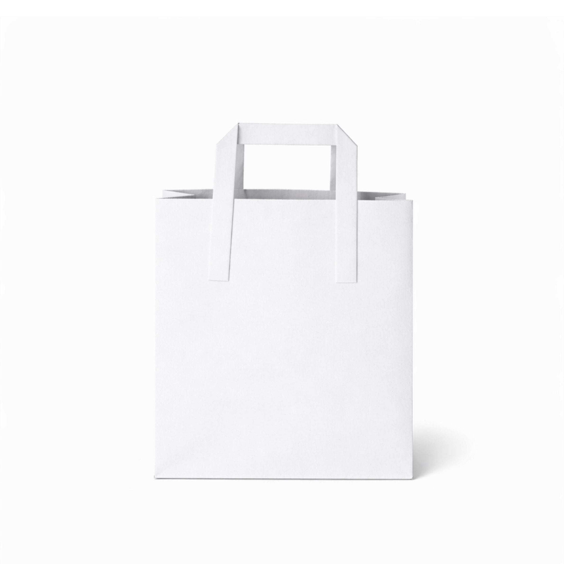 Medium White Paper Bags - Flat Handle