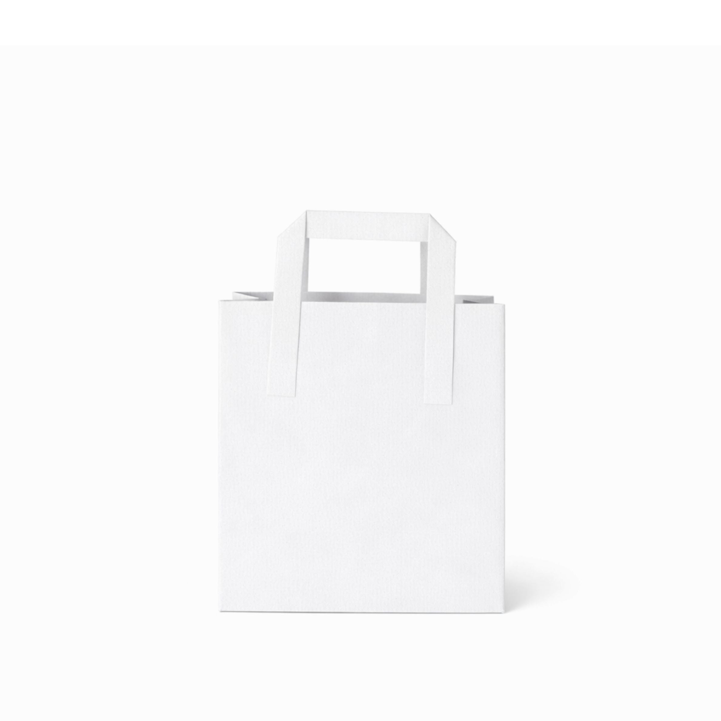 Small White Paper Bags - Flat Handle